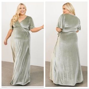 Baltic Born Velvet Wrap Maxi Dress in Sage